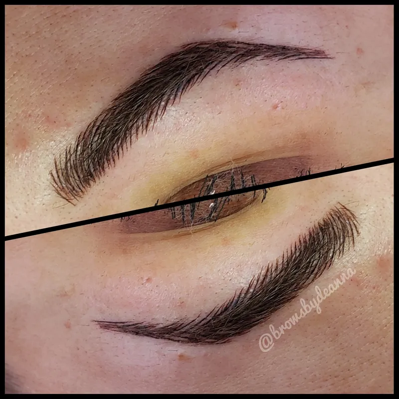 Hair stroke brows, before and after