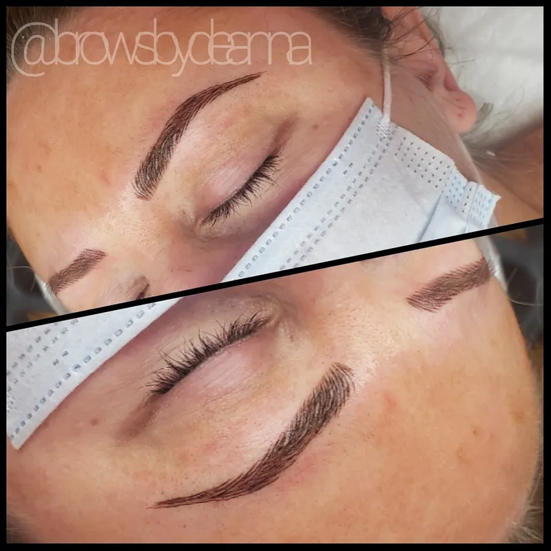 Microblading before and after, side by side