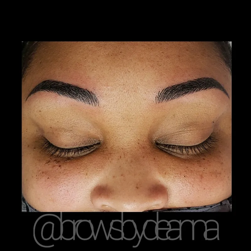 Fresh powder brows on deep skin tone